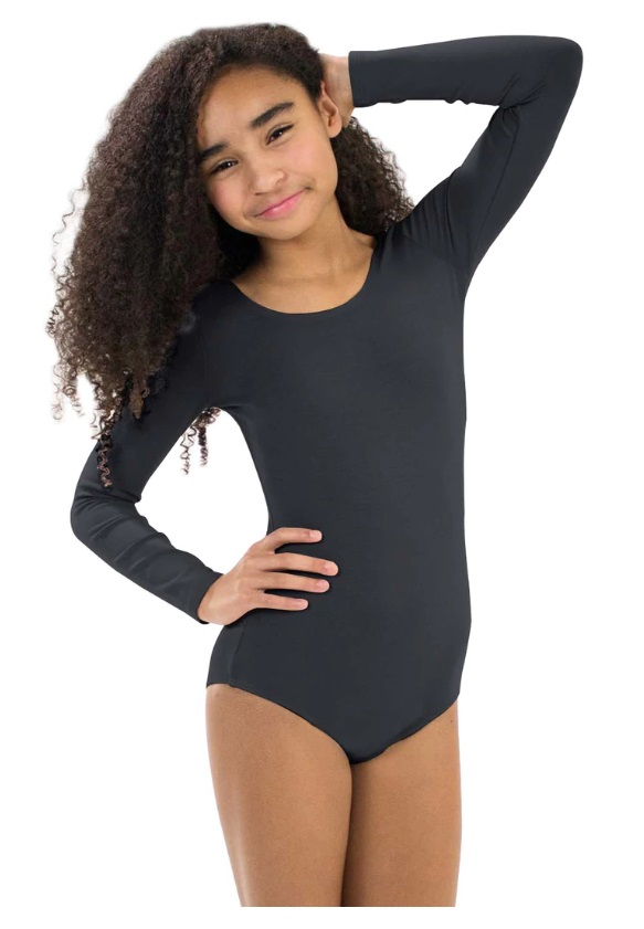 Children Long Sleeve Leotard Black